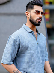 Box Grid Light Grey T-Half Sleeve Shirt