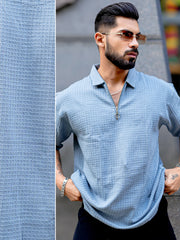 Box Grid Light Grey T-Half Sleeve Shirt