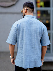 Box Grid Light Grey T-Half Sleeve Shirt