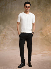 Bohemian Crochet White Half Sleeve T-Shirt