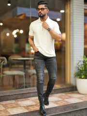 Kite Half White Half Sleeve Polo T-Shirt