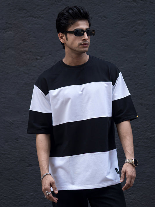 Cut & Stitch Black Half Sleeve T-Shirt