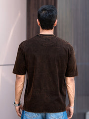 Losangles Acid Wash Black Half Sleeve T-Shirt