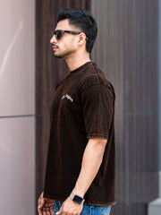 Losangles Acid Wash Black Half Sleeve T-Shirt