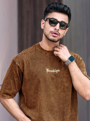 Brooklyn Acid Wash Brown Half Sleeve T-Shirt