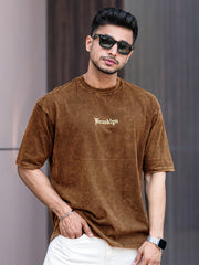 Brooklyn Acid Wash Brown Half Sleeve T-Shirt