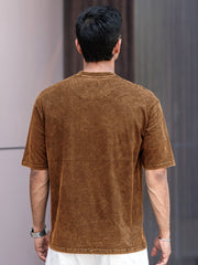 Brooklyn Acid Wash Brown Half Sleeve T-Shirt