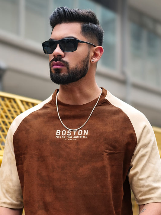 Boston Acid Wash ButterscotchHalf Sleeve T-Shirt