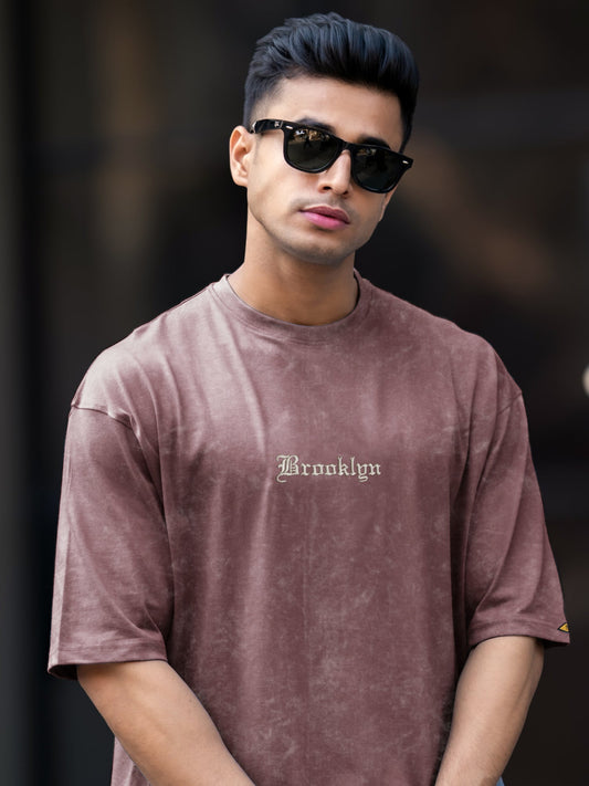 Brooklyn Acid Wash Dusty Pink Half Sleeve T-Shirt