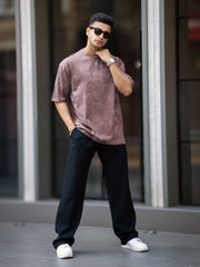 Brooklyn Acid Wash Dusty Pink Half Sleeve T-Shirt