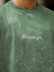 Brooklyn Acid Wash Hunter Green Half Sleeve T-Shirt