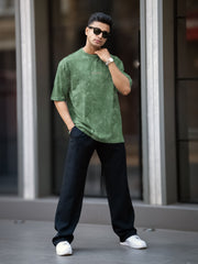 Brooklyn Acid Wash Hunter Green Half Sleeve T-Shirt