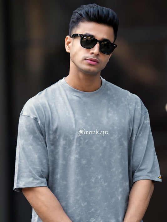 Brooklyn Acid Wash Light Grey Half Sleeve T-Shirt