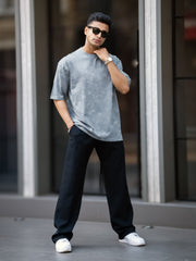 Brooklyn Acid Wash Light Grey Half Sleeve T-Shirt