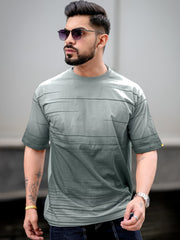 Spray Print Light Grey Half Sleeve T-Shirt