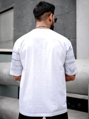 Spray Print White Half Sleeve T-Shirt