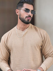 Hex Weave Beige Full Sleeve Sweatshirt