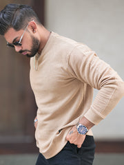Hex Weave Beige Full Sleeve Sweatshirt