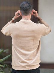 Hex Weave Beige Full Sleeve Sweatshirt