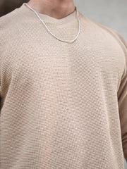 Hex Weave Beige Full Sleeve Sweatshirt