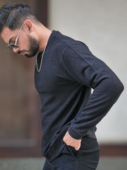 Hex Weave Black Full Sleeve Tshirt