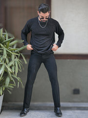 Hex Weave Black Full Sleeve Tshirt