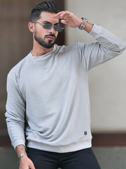 Hex Weave Light Grey Full Sleeve Tshirt