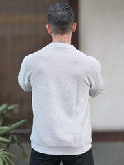 Hex Weave Light Grey Full Sleeve Tshirt