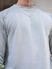 Hex Weave Light Grey Full Sleeve Tshirt