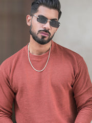 Hex Weave Rust Full Sleeve Tshirt