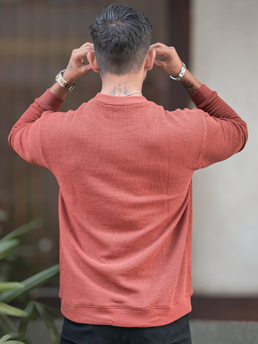 Hex Weave Rust Full Sleeve T-Shirt