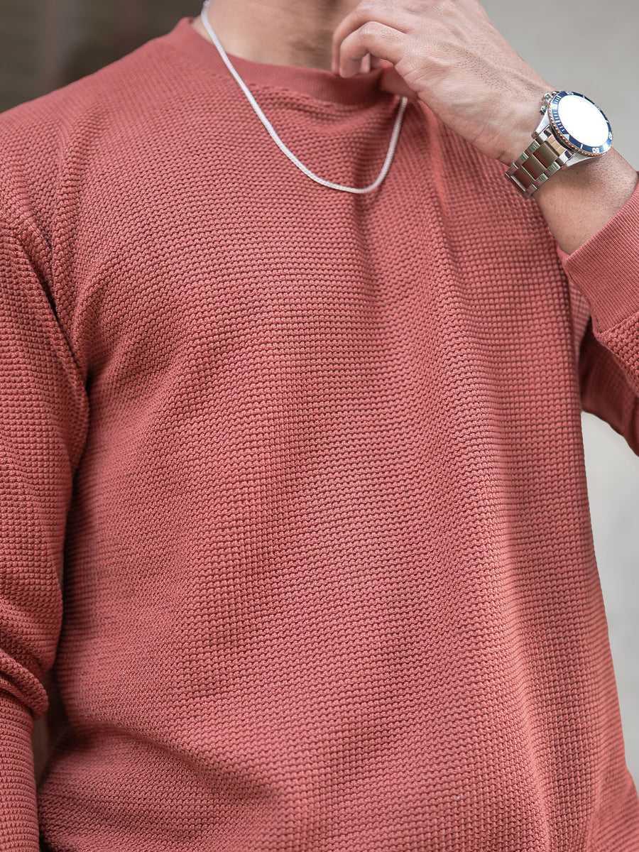 Hex Weave Rust Full Sleeve T-Shirt