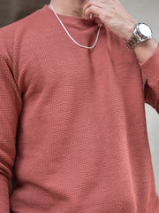 Hex Weave Rust Full Sleeve Tshirt