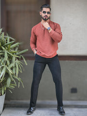 Hex Weave Rust Full Sleeve Tshirt