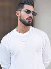 Hex Weave White Full Sleeve Tshirt