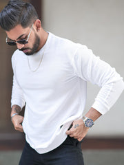 Hex Weave White Full Sleeve Tshirt