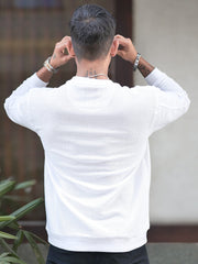 Hex Weave White Full Sleeve Tshirt