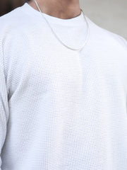 Hex Weave White Full Sleeve Tshirt