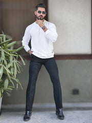 Hex Weave White Full Sleeve Tshirt