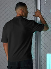 Seersucker Black Half Sleeve T-Shirt