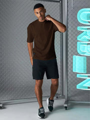 Seersucker Brown Half Sleeve T-Shirt