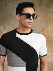 Sheernet FlatKnit Cotton Black Half Sleeve T-Shirt