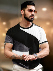 Sheernet FlatKnit Cotton Black Half Sleeve T-Shirt