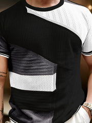 Sheernet FlatKnit Cotton Black Half Sleeve T-Shirt