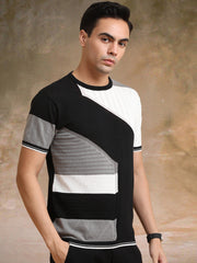 Sheernet FlatKnit Cotton Black Half Sleeve T-Shirt