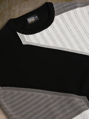 Sheernet FlatKnit Cotton Black Half Sleeve T-Shirt