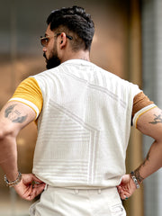 Sheernet FlatKnit Cotton Mustard Half Sleeve T-Shirt