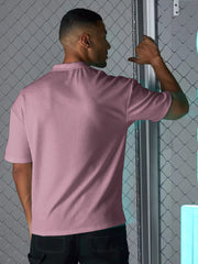 Seersucker Pink Half Sleeve T-Shirt