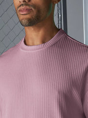 Seersucker Pink Half Sleeve T-Shirt