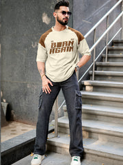 Again Biscuit, Brown Half Sleeve T-Shirt